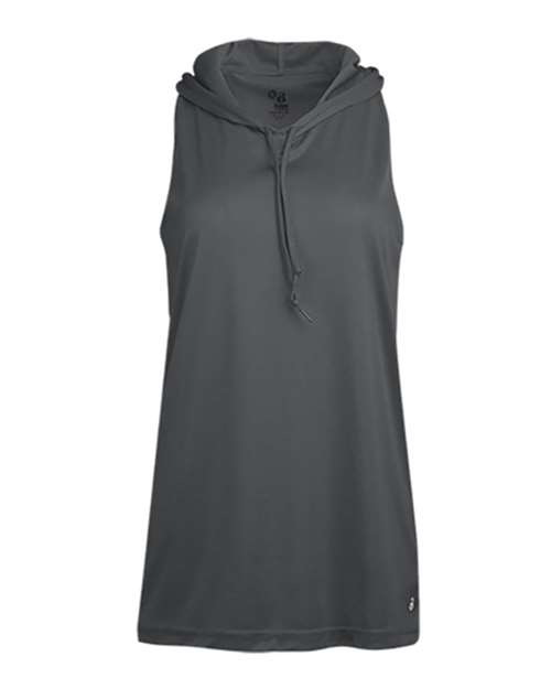 Women's B-Core Racerback Hooded Tank Top - Graphite Front