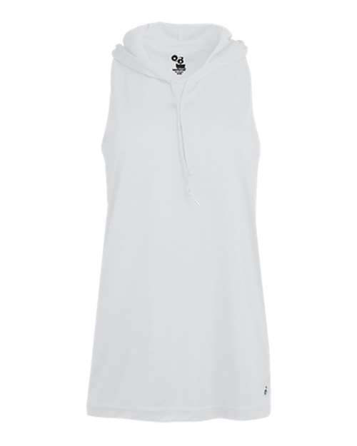 Women's B-Core Racerback Hooded Tank Top - White Front