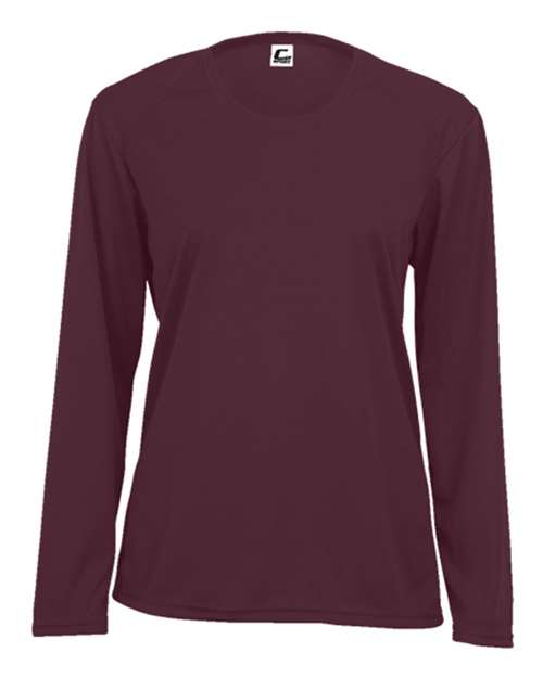 Women's Performance Long Sleeve T-Shirt - Maroon Front