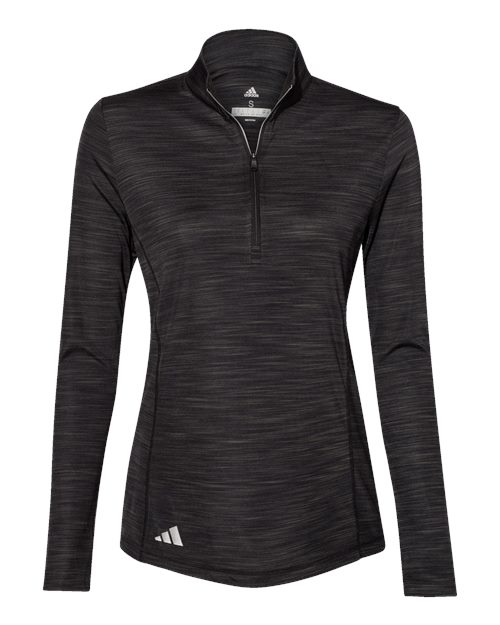 Women's Lightweight Mélange Quarter-Zip Pullover - Black Melange Front