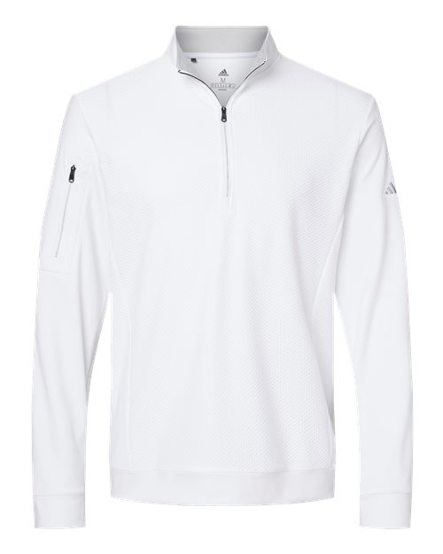 Men's Textured Quarter-Zip Pullover - White Front