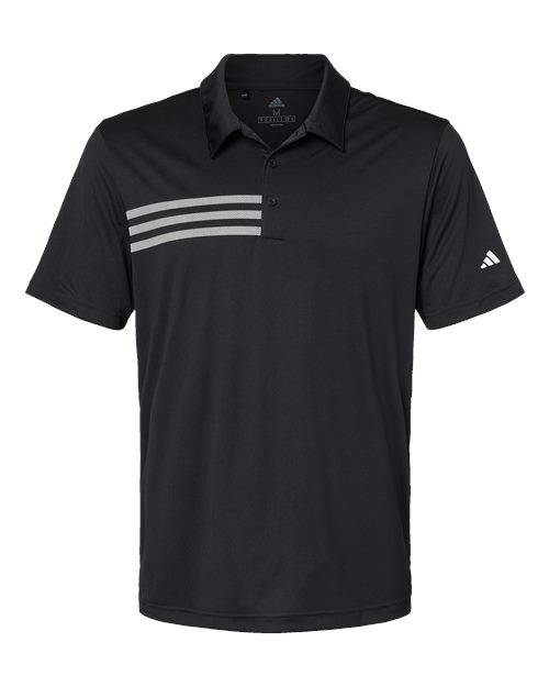 Men's 3-Stripes Chest Polo - Black/ White Front