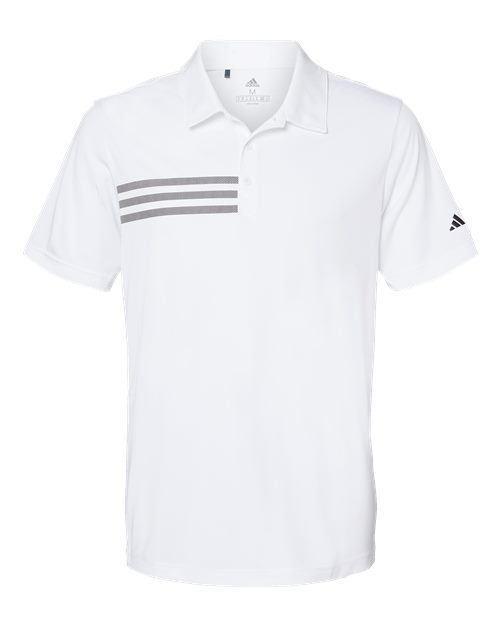 Men's 3-Stripes Chest Polo - White/ Black Front