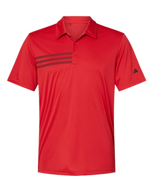 Men's 3-Stripes Chest Polo - Collegiate Red/ Black Front