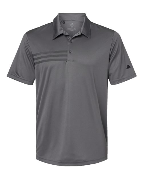 Men's 3-Stripes Chest Polo - Grey Five/ Black Front