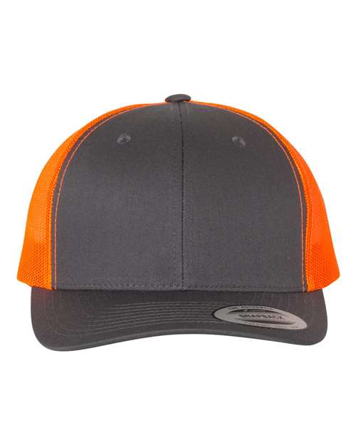 Retro Trucker Cap - Charcoal/ Neon Orange Front
