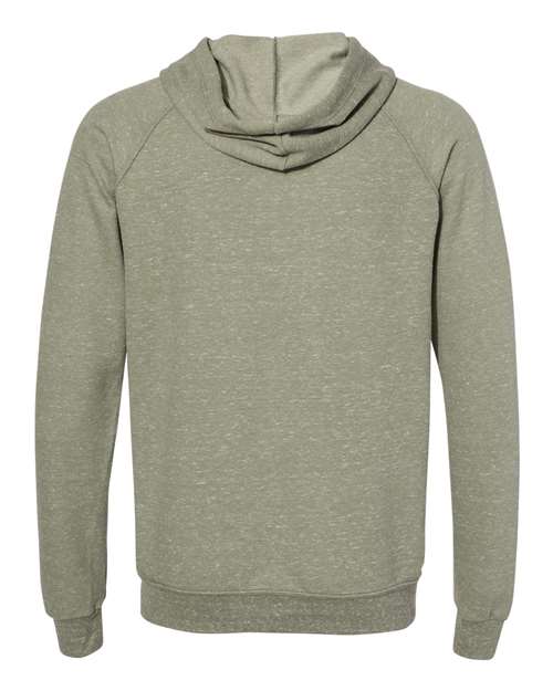 Unisex Snow Heather French Terry Raglan Hooded Sweatshirt - Military Green Back