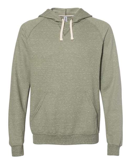 Unisex Snow Heather French Terry Raglan Hooded Sweatshirt - Military Green Front