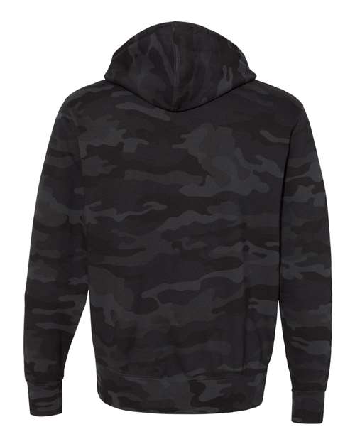 Unisex Lightweight Full-Zip Hooded Sweatshirt - Black Camo Back