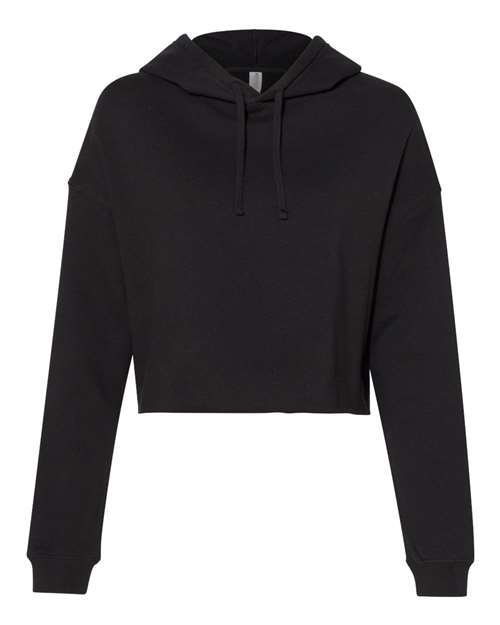 Women’s Lightweight Crop Hooded Sweatshirt - Black Front