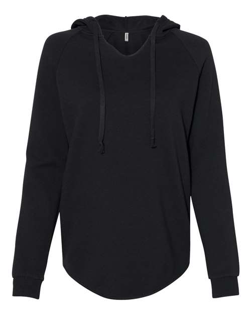 Women’s Lightweight California Wave Wash Hooded Sweatshirt - Black Front