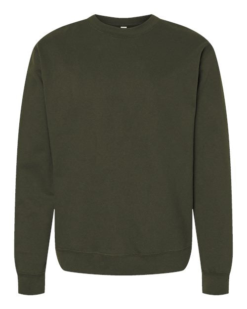 Independent Trading Co. Unisex 8.5 oz. Midweight Crewneck Sweatshirt - Army Front
