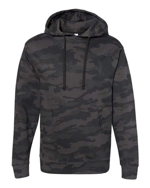 Unisex Midweight Hooded Sweatshirt - Black Camo Front
