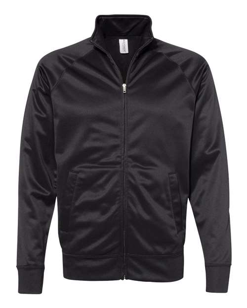 Men's Lightweight Poly-Tech Full-Zip Track Jacket - Black/ Black Front