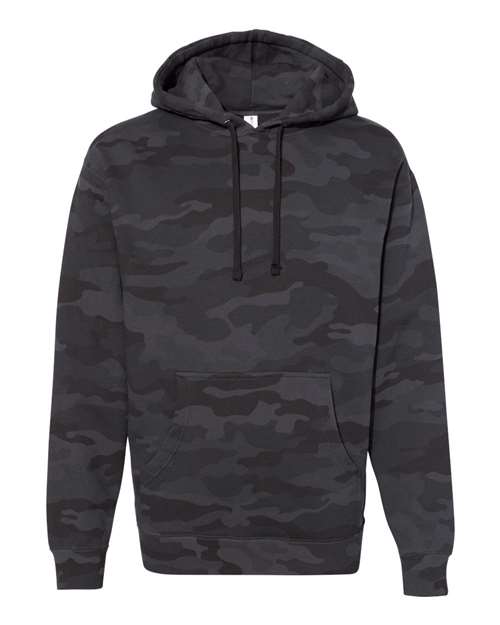 Unisex Heavyweight Hooded Sweatshirt - Black Camo Front
