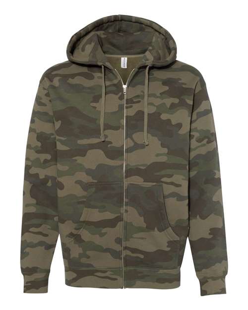 Unisex Heavyweight Full-Zip Hooded Sweatshirt - Forest Camo Front