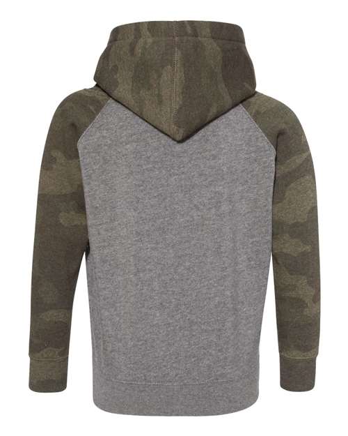 Toddler Special Blend Hooded Raglan Sweatshirt - Nickel Heather/ Forest Camo Back