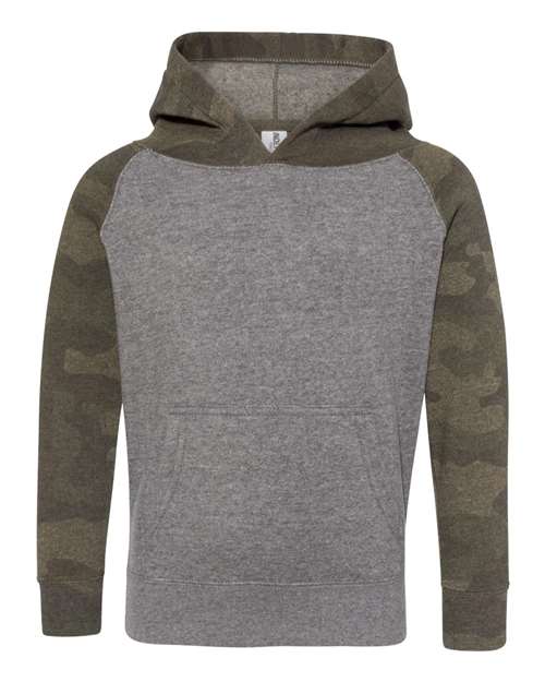 Toddler Special Blend Hooded Raglan Sweatshirt - Nickel Heather/ Forest Camo Front