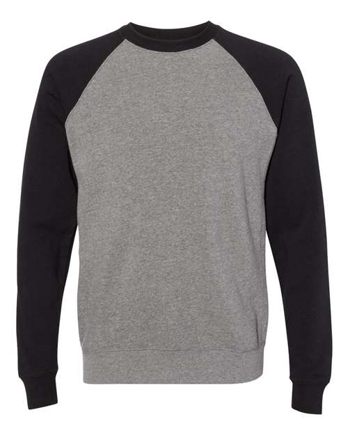 Unisex Special Blend Raglan Crewneck Sweatshirt - Nickel Heather/ Black Front