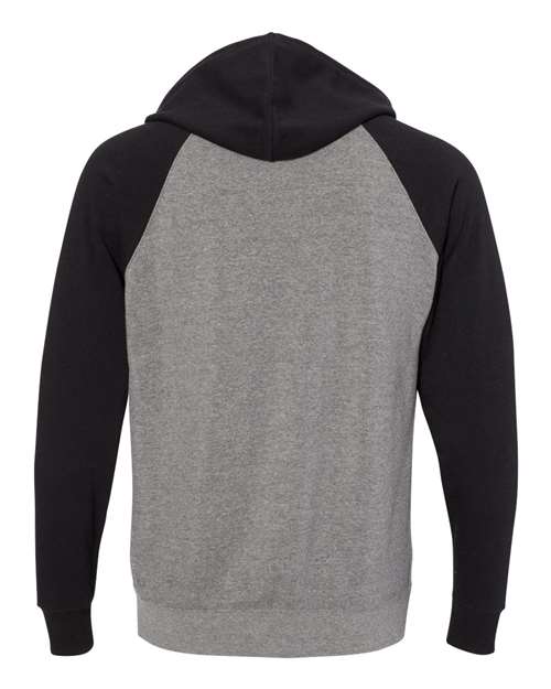 Unisex Special Blend Raglan Hooded Sweatshirt - Nickel Heather/ Black Back