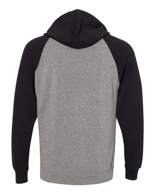 Unisex Special Blend Raglan Full-Zip Hooded Sweatshirt - Nickel Heather/ Black Back