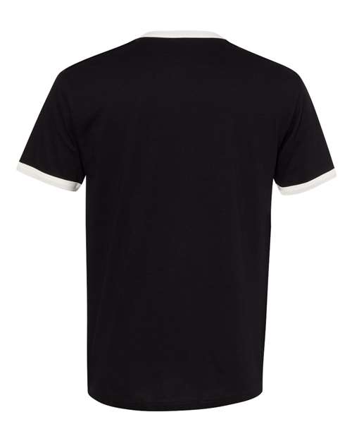 Unisex Cotton Ringer T-Shirt - Black/ Natural Back