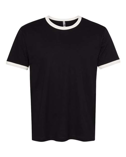 Unisex Cotton Ringer T-Shirt - Black/ Natural Front