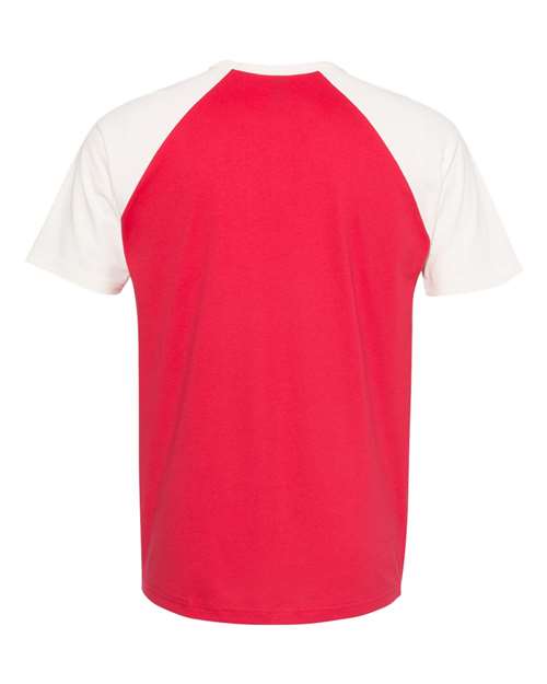 Unisex Cotton Raglan T-Shirt - Natural/ Red Back