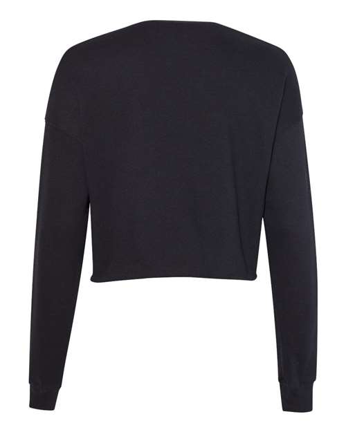 Women's Crop Fleece Crewneck Sweatshirt - Black Back