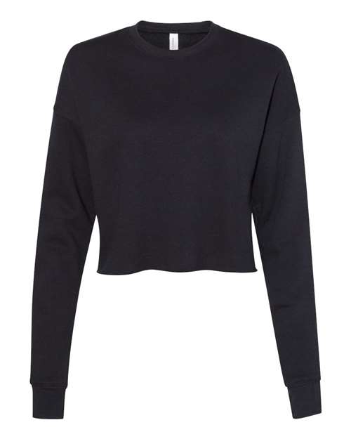 Women's Crop Fleece Crewneck Sweatshirt - Black Front