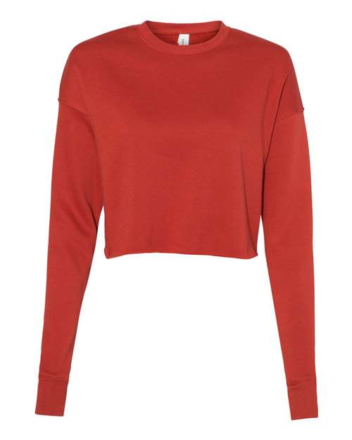 Women's Crop Fleece Crewneck Sweatshirt - Brick Front