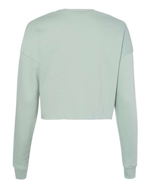 Women's Crop Fleece Crewneck Sweatshirt - Dusty Blue Back