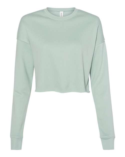 Women's Crop Fleece Crewneck Sweatshirt - Dusty Blue Front