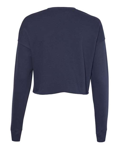 Women's Crop Fleece Crewneck Sweatshirt - Navy Back