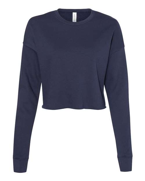 Women's Crop Fleece Crewneck Sweatshirt - Navy Front