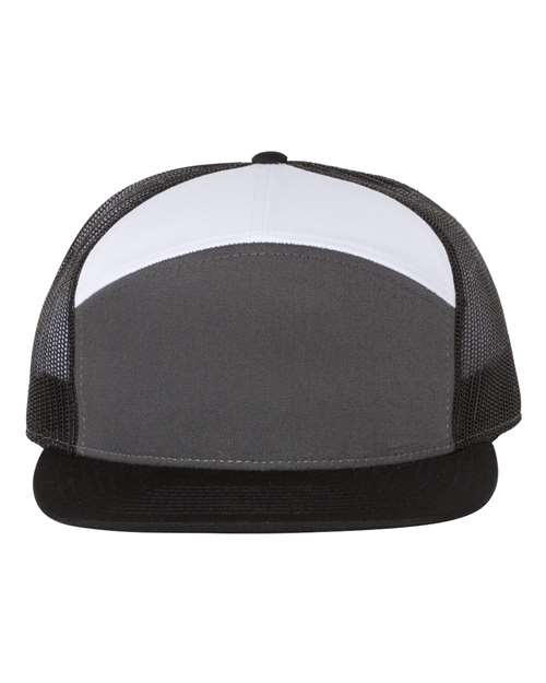 Seven-Panel Trucker Cap - Charcoal/ Black/ White Front
