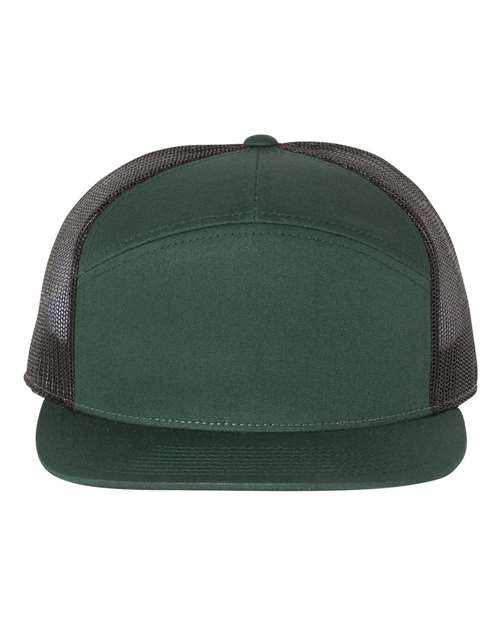 Seven-Panel Trucker Cap - Dark Green/ Black Front