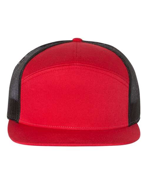 Seven-Panel Trucker Cap - Red/ Black Front