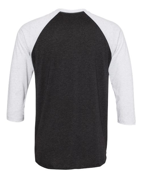 Unisex Triblend Three-Quarter Raglan T-Shirt - Heather White/ Vintage Black Back