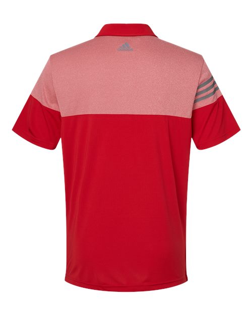 Men's Heathered 3-Stripes Colorblocked Polo - Power Red Back