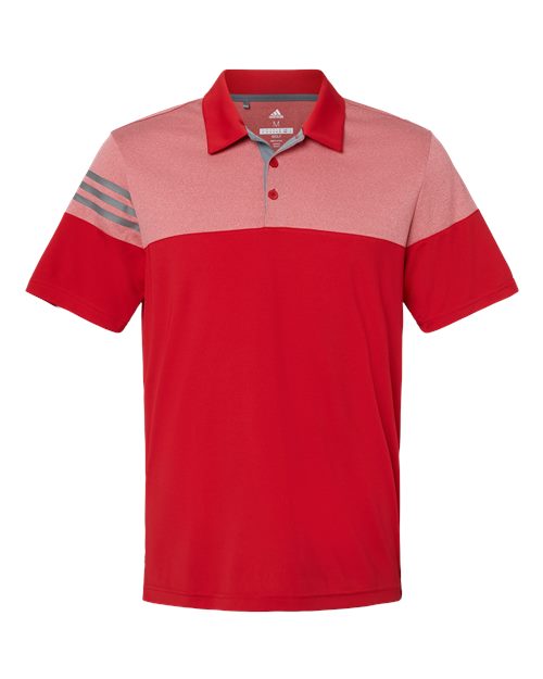 Men's Heathered 3-Stripes Colorblocked Polo - Power Red Front