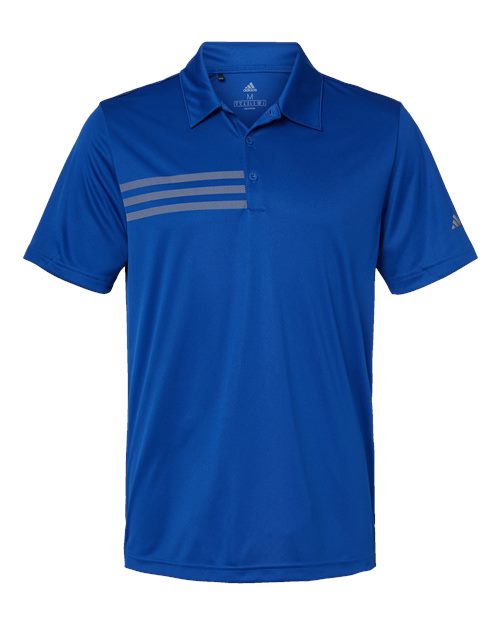 Men's 3-Stripes Chest Polo - Collegiate Royal/ Grey Three Front