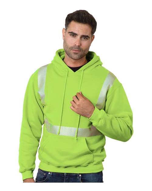 Unisex USA-Made High Visibility Hooded Sweatshirt - Lime Green Front