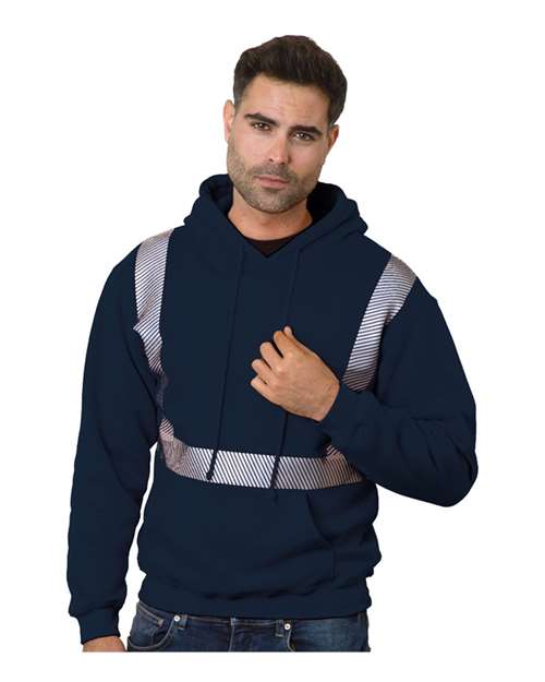 Unisex USA-Made High Visibility Hooded Sweatshirt - Navy Front