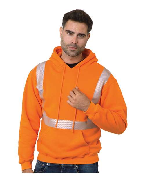 Unisex USA-Made High Visibility Hooded Sweatshirt - Orange Front