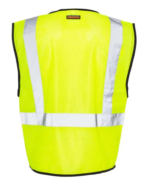 Unisex Double-Pocket Zippered Economy Class 2  Vest - Lime Back