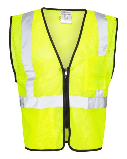Unisex Double-Pocket Zippered Economy Class 2  Vest - Lime Front