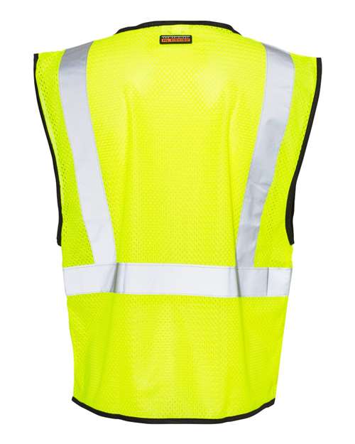 Unisex Zippered Mesh Economy Class 2 Vest - Lime Back
