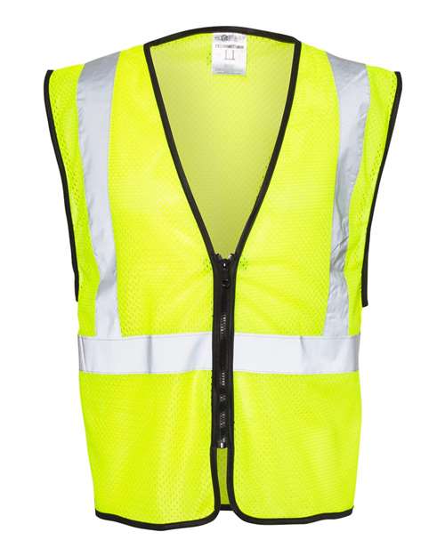 Unisex Zippered Mesh Economy Class 2 Vest - Lime Front