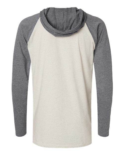Men's Fine Jersey Hooded Long Sleeve Raglan T-Shirt - Natural Heather/ Granite Heather/ Titanium Back
